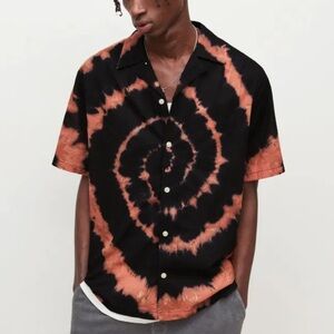 AllSaints Tie Dye Relaxed Short Sleeve Button Shirt